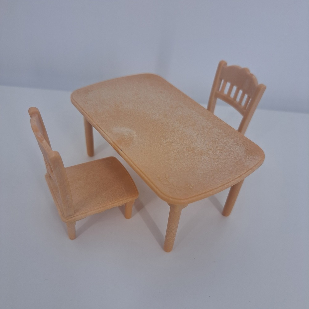 Calico Critters Sylvanian Families Tan Dining Table and Chairs Set Dollhouse Toy
